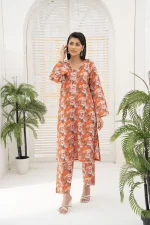 Orange Lily Print Lawn 2-Piece Suit