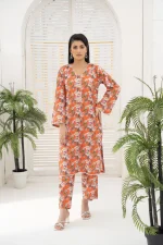 Orange Lily Print Lawn 2-Piece Suit