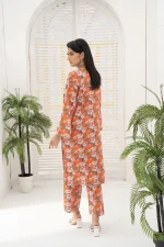 Orange Lily Print Lawn 2-Piece Suit
