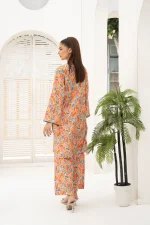 Orange and Light Blue pattern Lawn 2-Piece Set