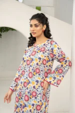 White and Pink Floral Printed 2-Piece Lawn Suit