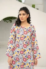 White and Pink Floral Printed 2-Piece Lawn Suit