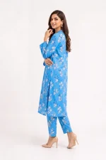 Cherry Blossom Print 2PC Women’s Summer Suit, Unstitched Shirt & Trouser, Digital Allover Print, Micro Polo Cotton
