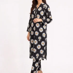 Daisies Floral 2PC Women’s Summer Suit, Unstitched Shirt & Trouser, Digital Allover Print, Micro Polo Cotton