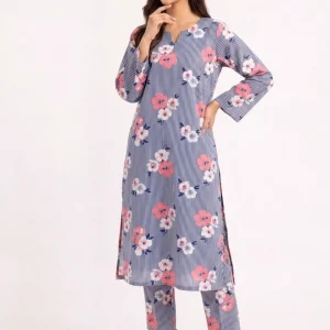 Peonies Floral 2PC Women’s Summer Suit, Unstitched Shirt & Trouser, Digital Allover Print, Micro Polo Cotton