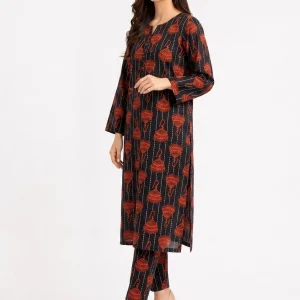 Red Jhumka Pattren 2PC Women’s Summer Suit, Unstitched Shirt & Trouser, Digital Allover Print, Micro Polo Cotton
