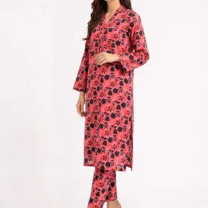 Rose Mallow Print 2PC Women’s Summer Suit, Unstitched Shirt & Trouser, Digital Allover Print, Micro Polo Cotton