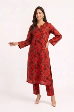 Tropical Leaf 2PC Women’s Summer Suit, Unstitched Shirt & Trouser, Digital Allover Print, Micro Polo Cotton