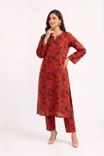 Tropical Leaf 2PC Women’s Summer Suit, Unstitched Shirt & Trouser, Digital Allover Print, Micro Polo Cotton