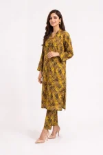 Tropical Palm Leaf Print 2PC Women’s Summer Suit, Unstitched Shirt & Trouser, Digital Allover Print, Micro Polo Cotton