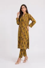 Tropical Palm Leaf Print 2PC Women’s Summer Suit, Unstitched Shirt & Trouser, Digital Allover Print, Micro Polo Cotton