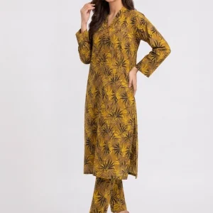 Tropical Palm Leaf Print 2PC Women’s Summer Suit, Unstitched Shirt & Trouser, Digital Allover Print, Micro Polo Cotton