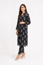 White Floral 2PC Women’s Summer Suit, Unstitched Shirt & Trouser, Digital Allover Print, Micro Polo Cotton